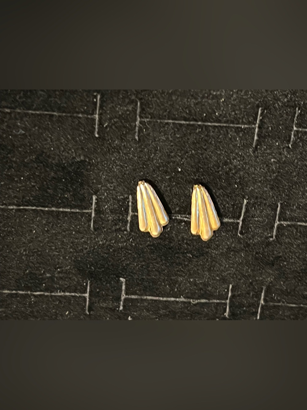 Gold toned  Fan-Shaped Stud Earrings - Elegant Women's Jewelry